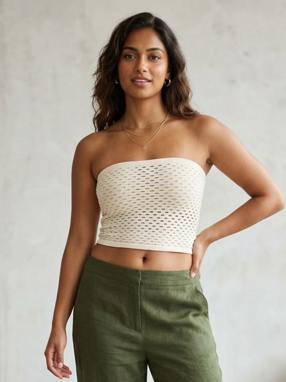 Aerie women’s crochet sweater tube top in cream